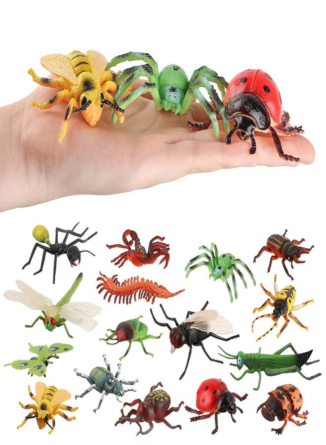 JOKFEICE Insect Toy Figures - 16pcs Large Realistic Bugs Including Dragonfly, Spider, Mosquito - Educational Learning Toys, Cake Toppers, Birthday for Kids - Image 2